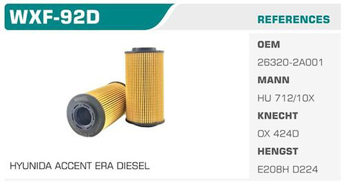 Winkel WXF-92D Yağ Filtresi Mercedes W140 W129 91-98 Eco Mann Tipi Kolı: 50 Ad 