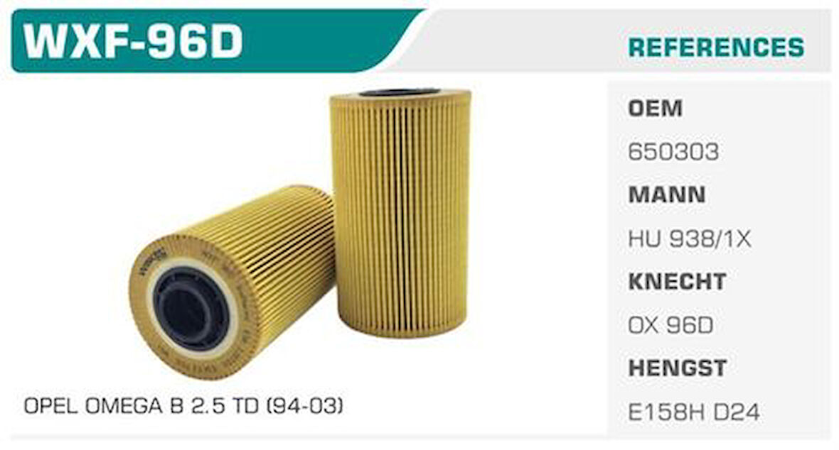 Winkel WXF-96D Yağ Filtresi BMW 3 E36 BMW 5 E34 Eco Mann Tipi Kolı: 50 Ad 