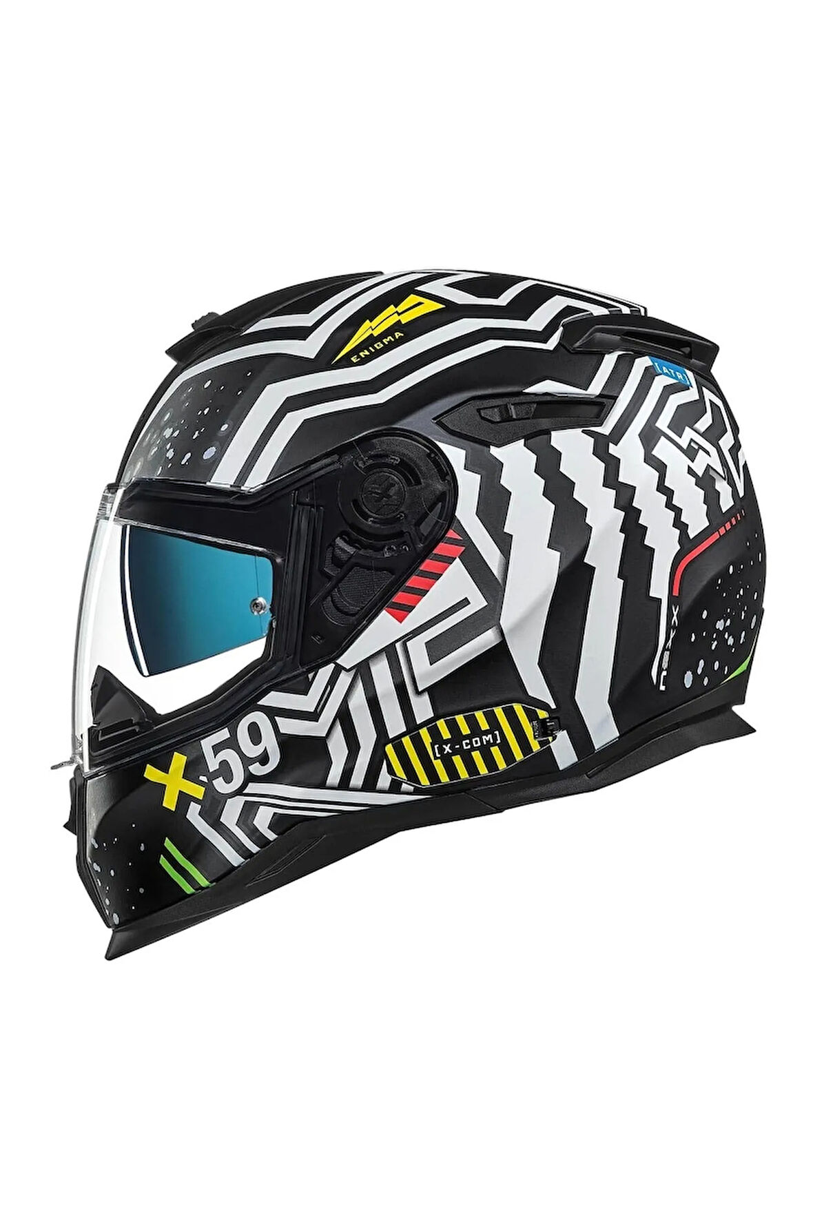 Sx.100 Enıgma Mat Siyah Beyaz Motosiklet Full Face Kask