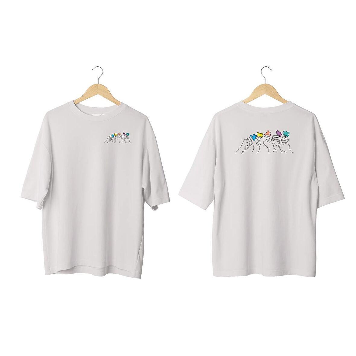 Wicold Elyapboz Baskılı Oversize T-Shirt Erkek Tişört Unisex Tişört Kadın Tişört
