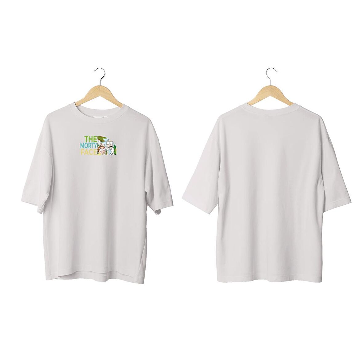 Wicold The Morty Face Baskılı Oversize T-Shirt Erkek Tişört Unisex Tişört Kadın Tişört