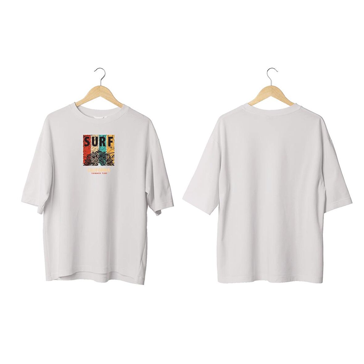 Wicold Surf Baskılı Oversize T-Shirt Erkek Tişört Unisex Tişört Kadın Tişört