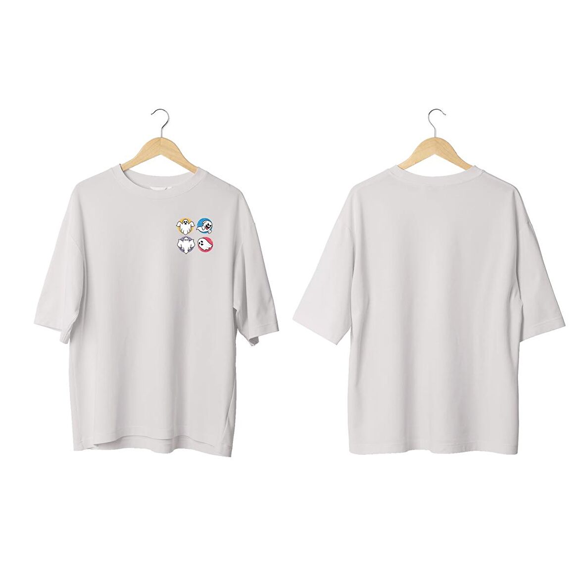 Wicold Ghost Baskılı Oversize T-Shirt Erkek Tişört Unisex Tişört Kadın Tişört
