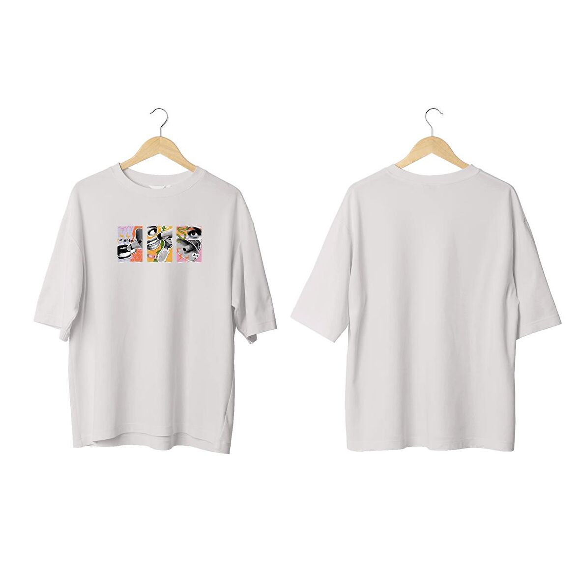 Wicold Megafon Baskılı Oversize T-Shirt Erkek Tişört Unisex Tişört Kadın Tişört