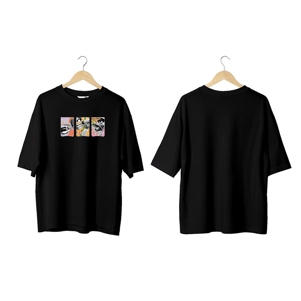 Wicold Megafon Baskılı Oversize T-Shirt Erkek Tişört Unisex Tişört Kadın Tişört