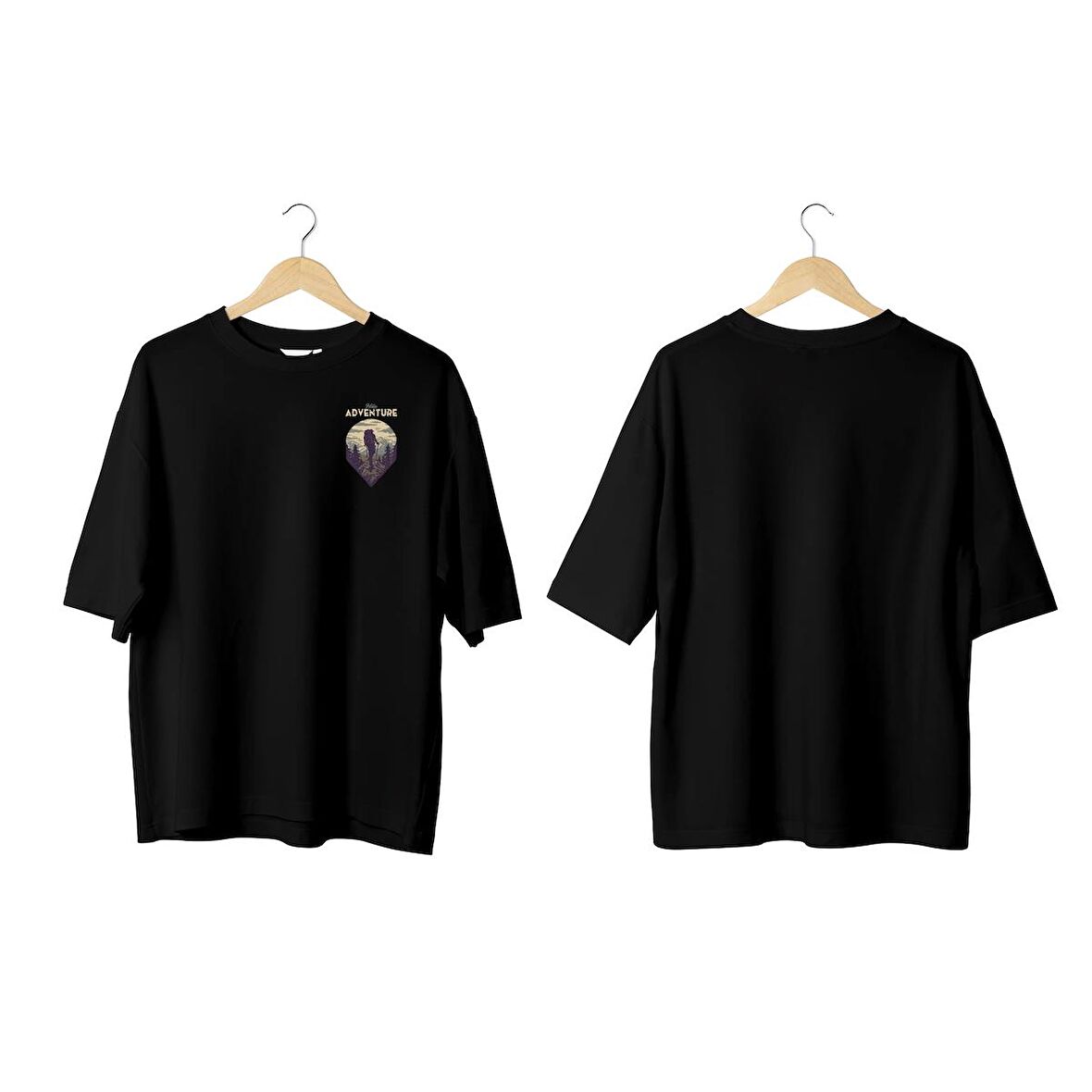 Wicold Adventure Baskılı Oversize T-Shirt Erkek Tişört Unisex Tişört Kadın Tişört