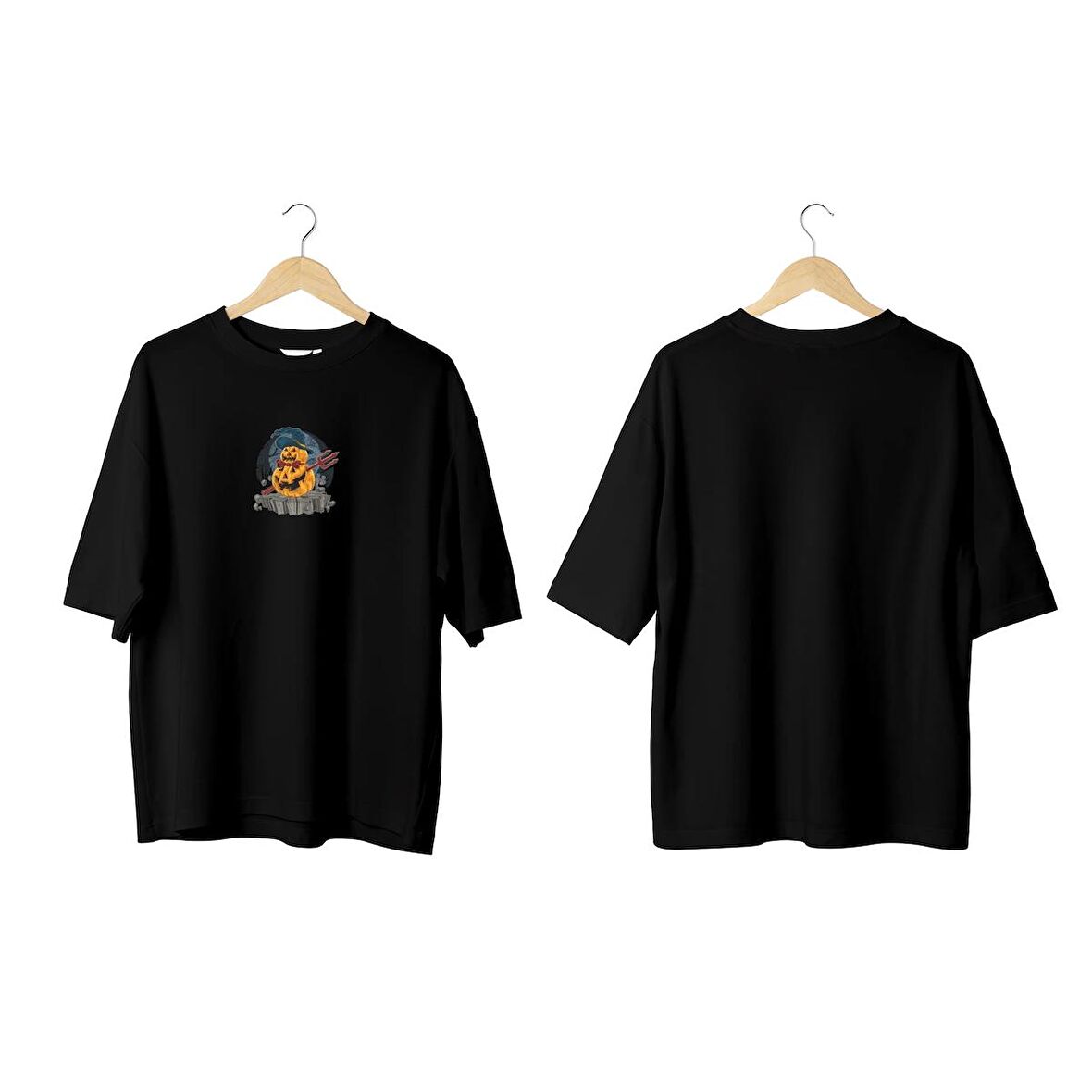 Wicold Hallowen Baskılı Oversize T-Shirt Erkek Tişört Unisex Tişört Kadın Tişört