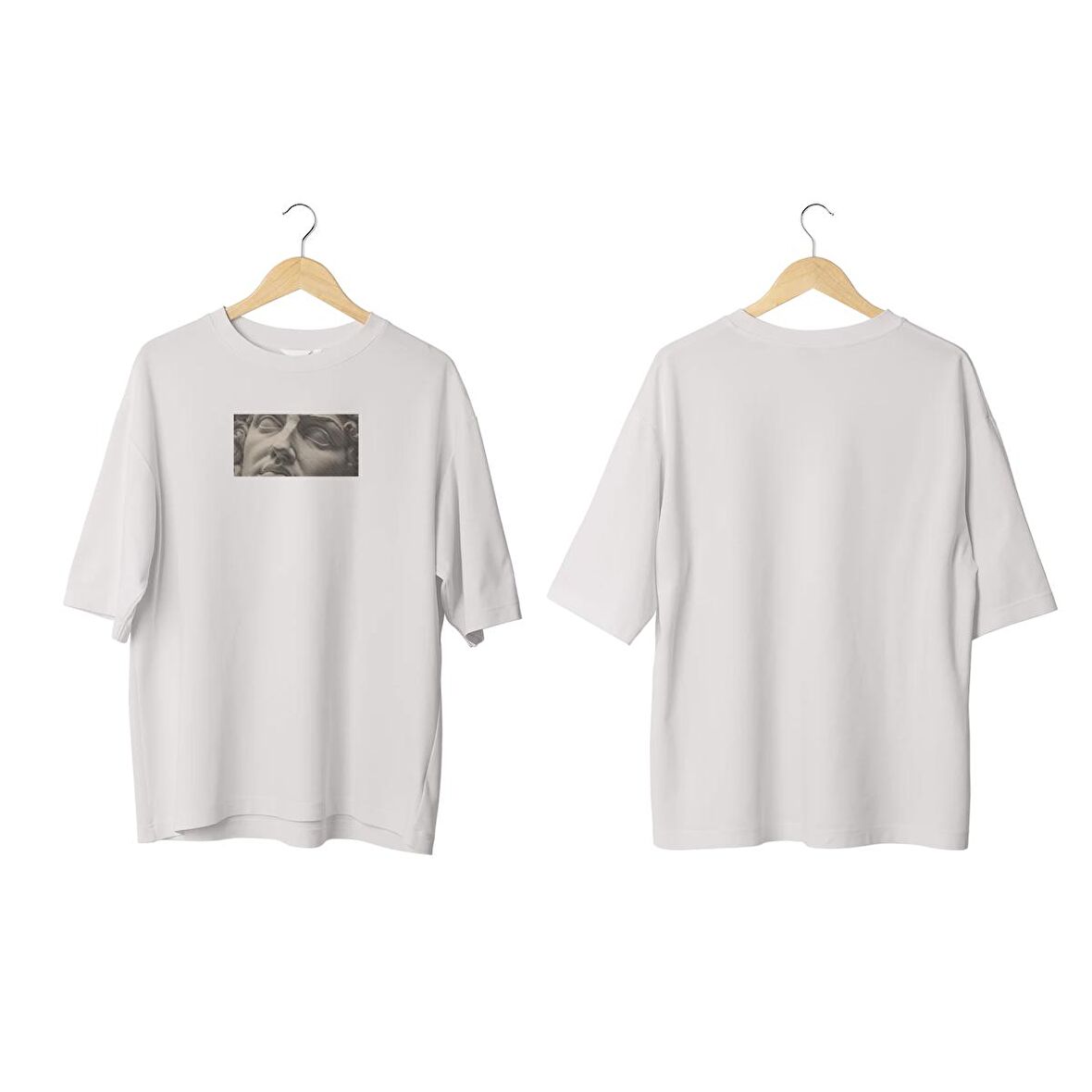 Wicold Heykel Baskılı Oversize T-Shirt Erkek Tişört Unisex Tişört Kadın Tişört