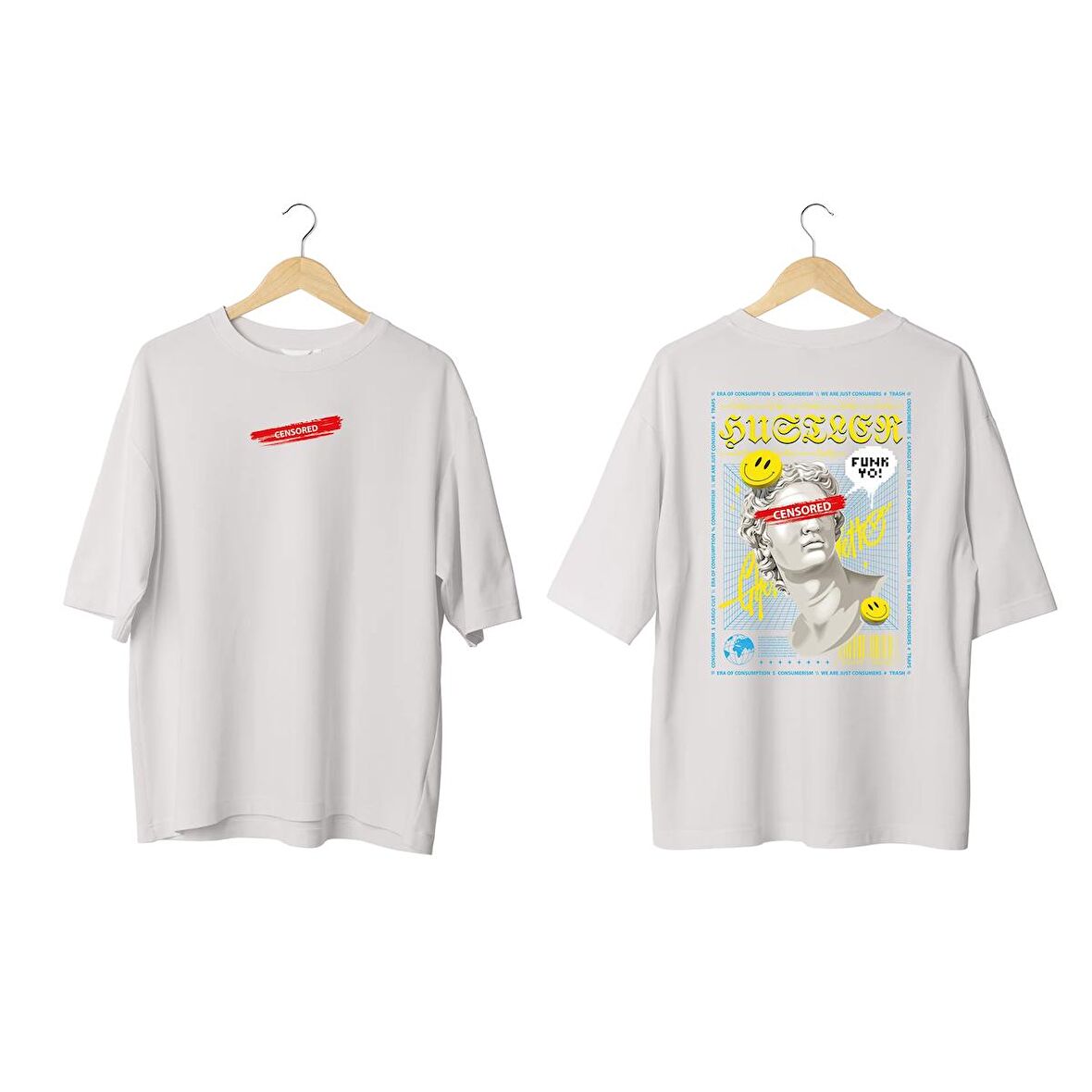 Wicold Censored Baskılı Oversize T-Shirt Erkek Tişört Unisex Tişört Kadın Tişört
