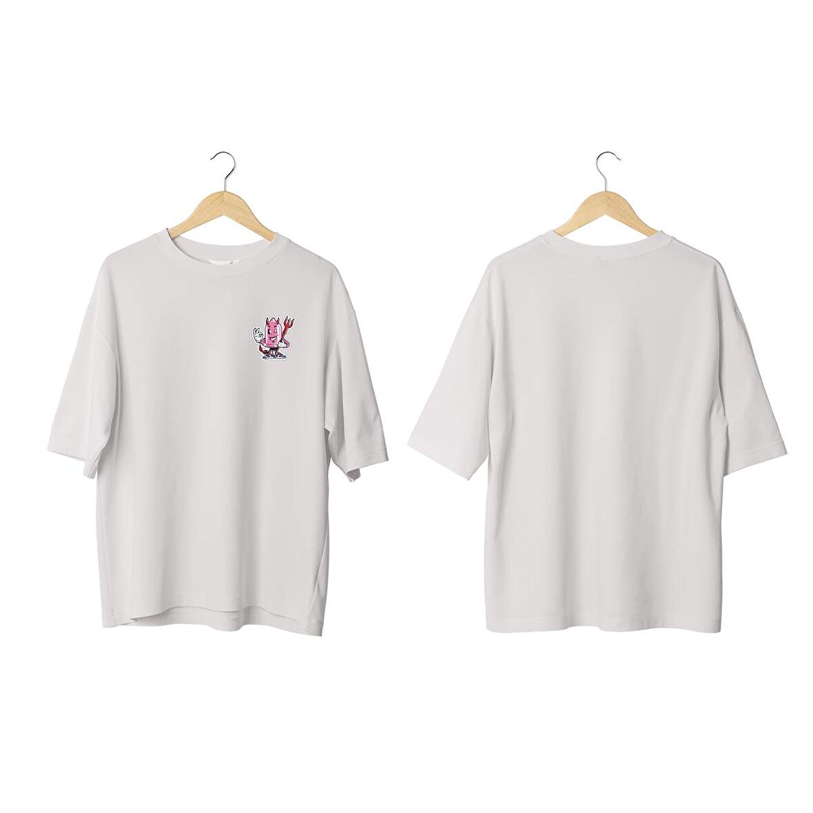 Wicold Preşeytan Baskılı Oversize T-Shirt Erkek Tişört Unisex Tişört Kadın Tişört