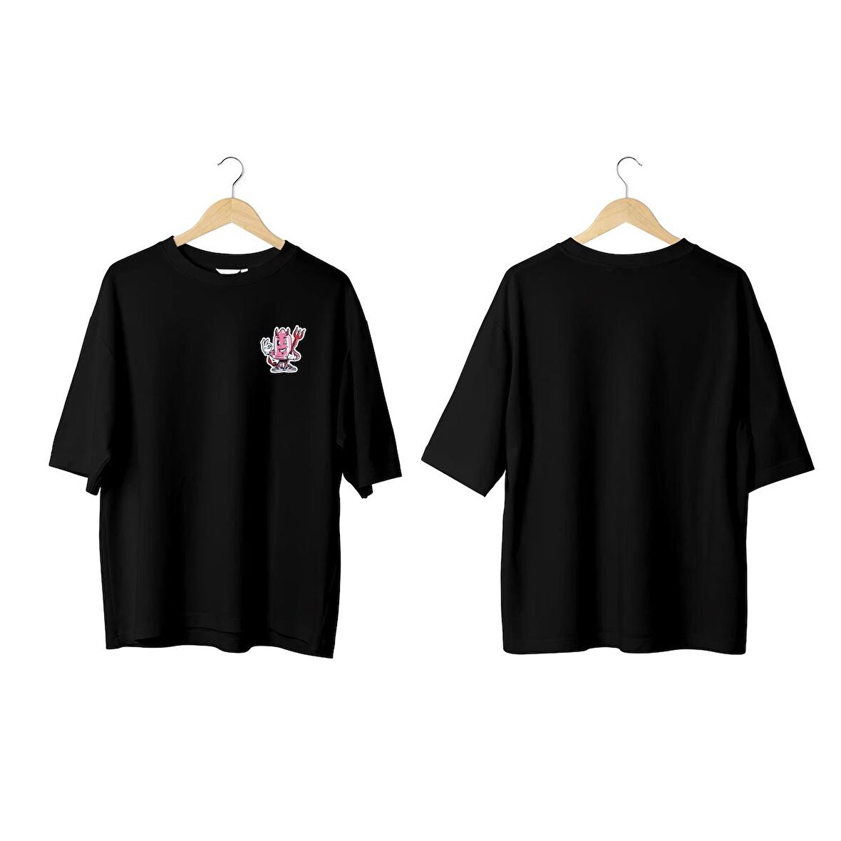 Wicold Preşeytan Baskılı Oversize T-Shirt Erkek Tişört Unisex Tişört Kadın Tişört