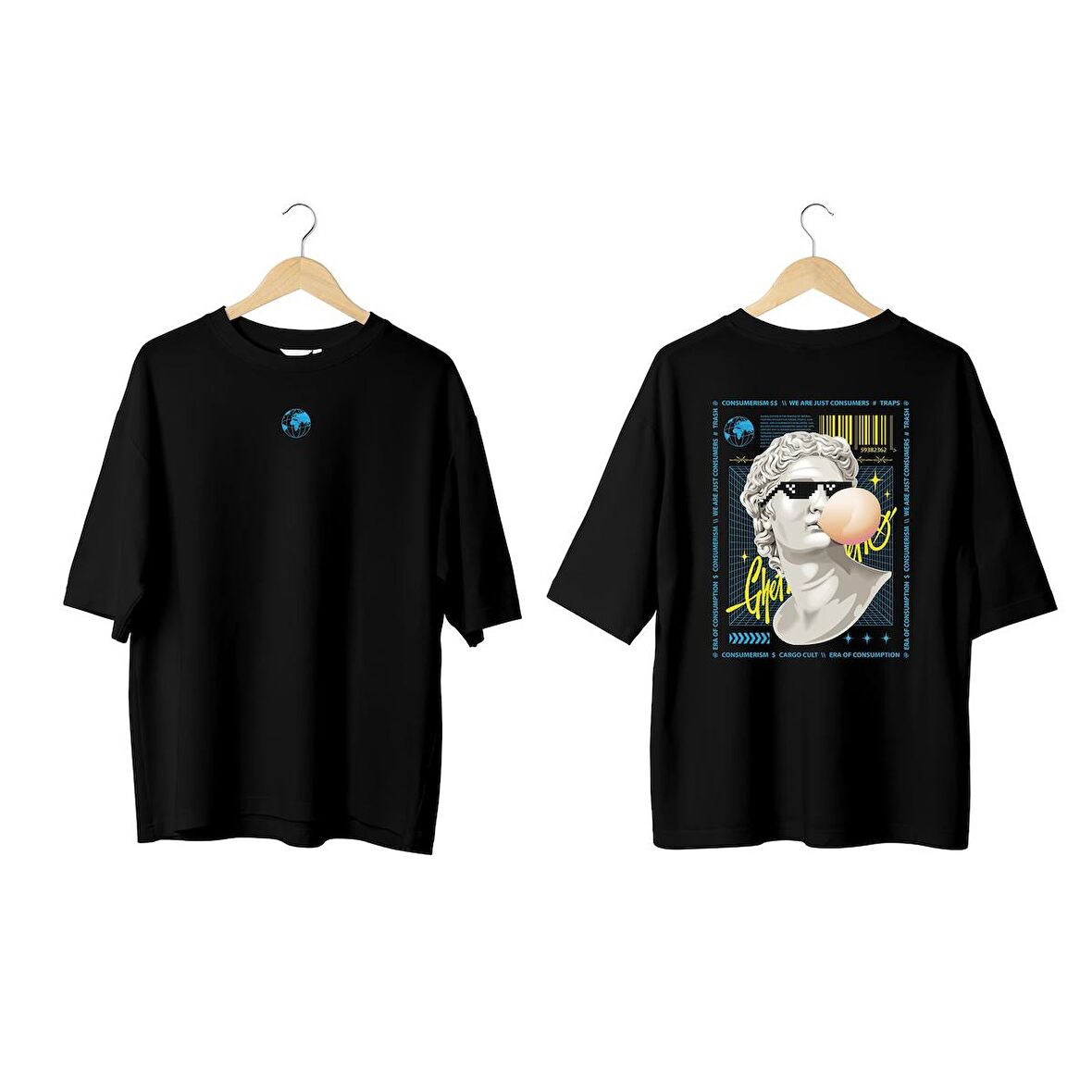 Wicold Traps Baskılı Oversize T-Shirt Erkek Tişört Unisex Tişört Kadın Tişört