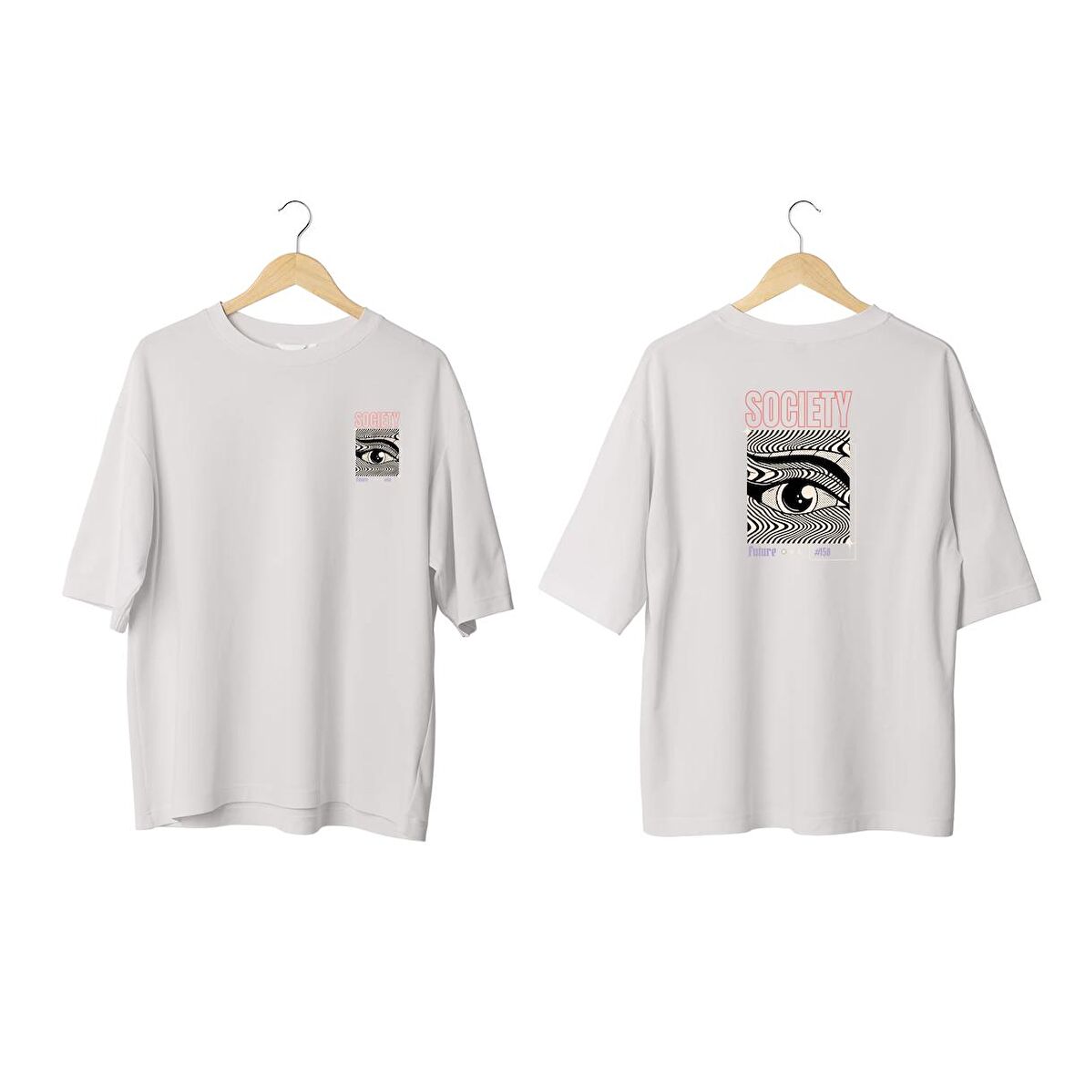 Wicold Society Baskılı Oversize T-Shirt Erkek Tişört Unisex Tişört Kadın Tişört
