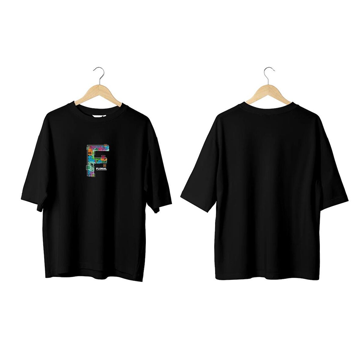 Wicold Floral Baskılı Oversize T-Shirt Erkek Tişört Unisex Tişört Kadın Tişört