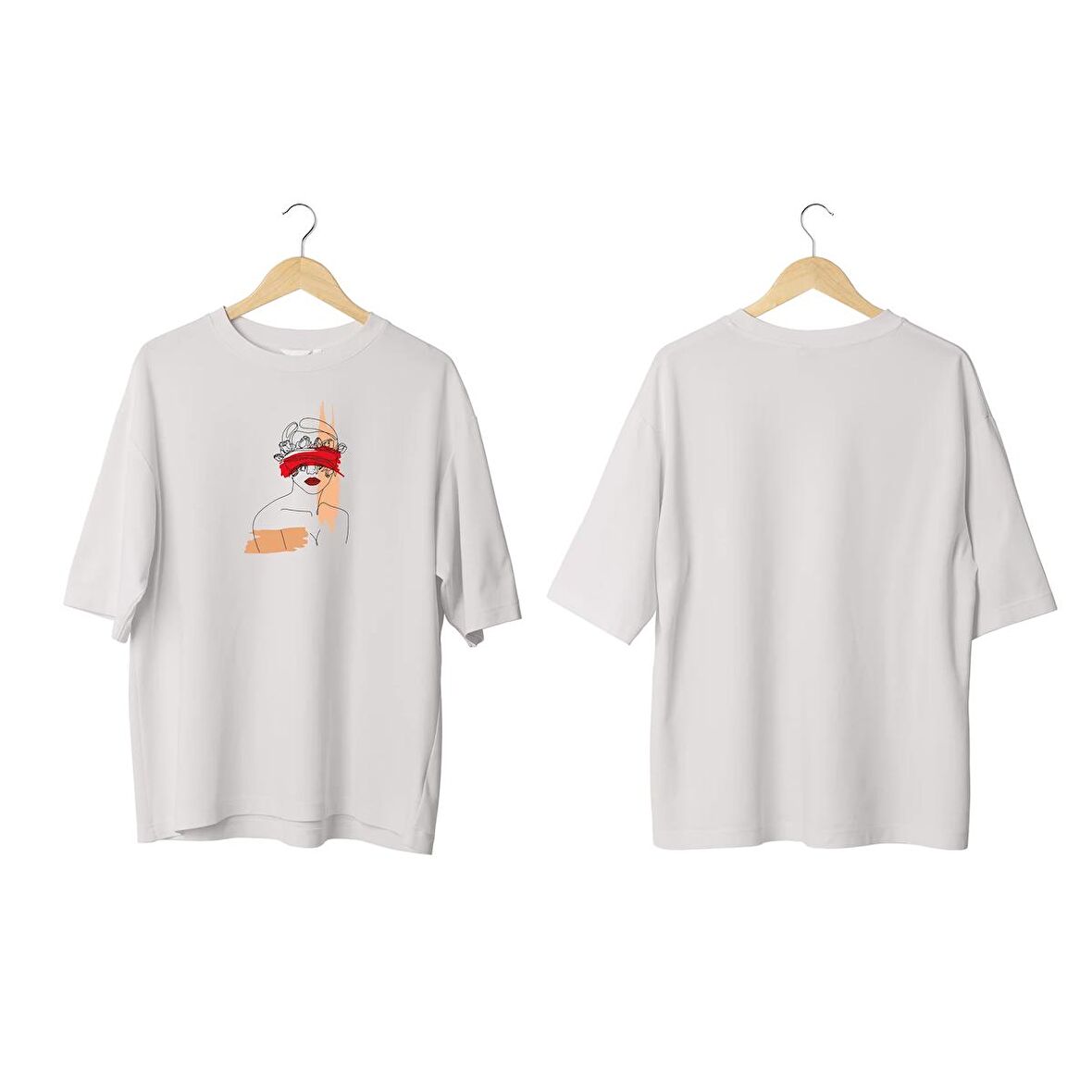 Wicold Red Woman Baskılı Oversize T-Shirt Erkek Tişört Unisex Tişört Kadın Tişört