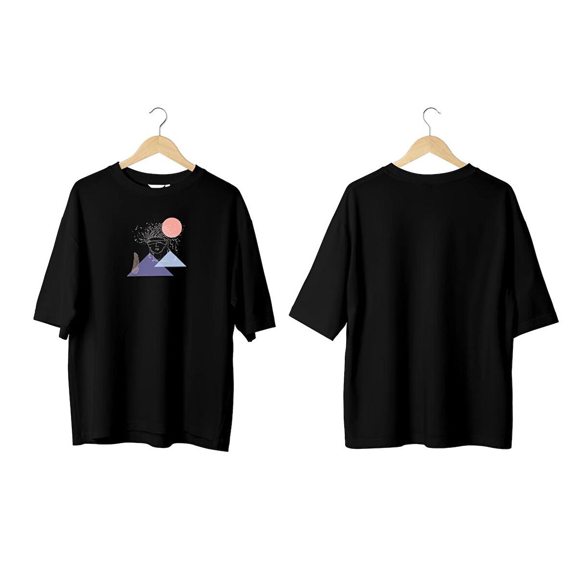 Wicold Piramit Baskılı Oversize T-Shirt Erkek Tişört Unisex Tişört Kadın Tişört