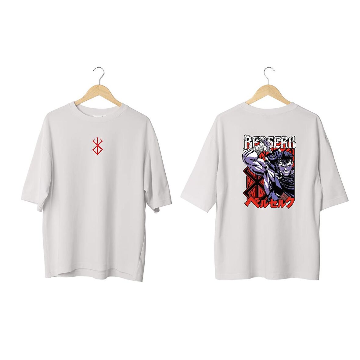 Wicold Berserk Baskılı Oversize T-Shirt Erkek Tişört Unisex Tişört Kadın Tişört