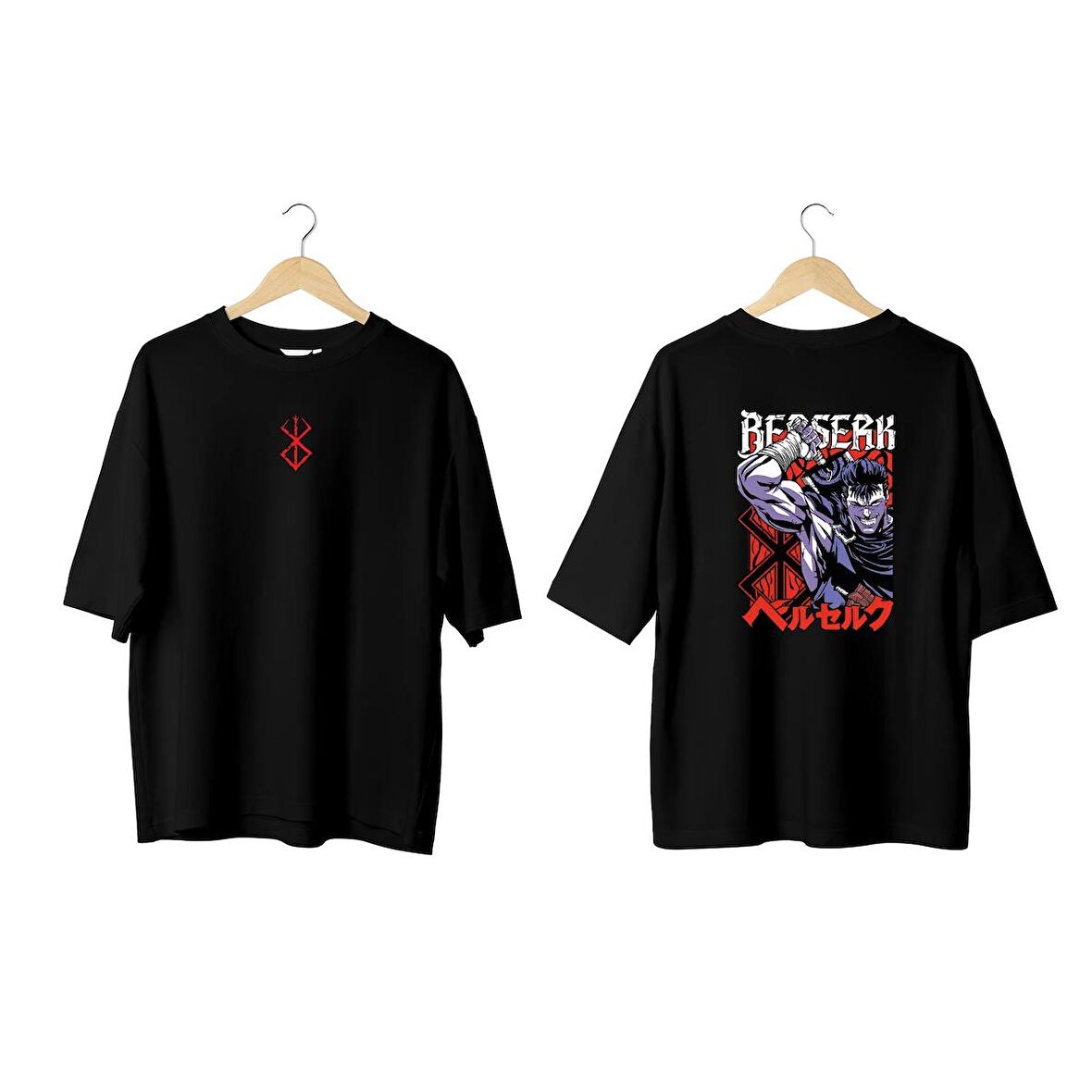 Wicold Berserk Baskılı Oversize T-Shirt Erkek Tişört Unisex Tişört Kadın Tişört