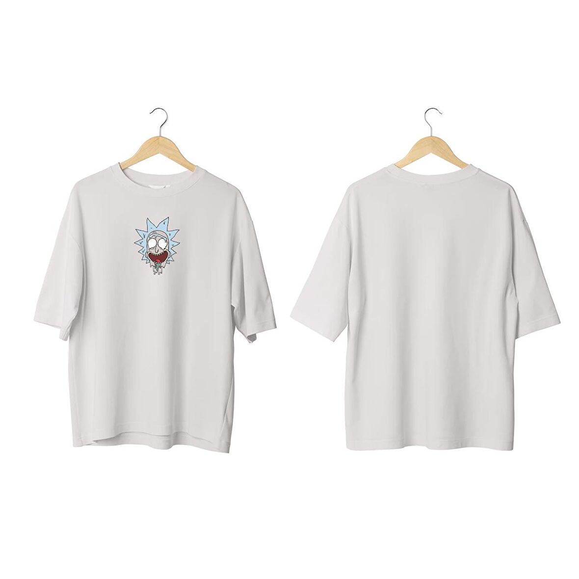 Wicold Rick Baskılı Oversize T-Shirt Erkek Tişört Unisex Tişört Kadın Tişört