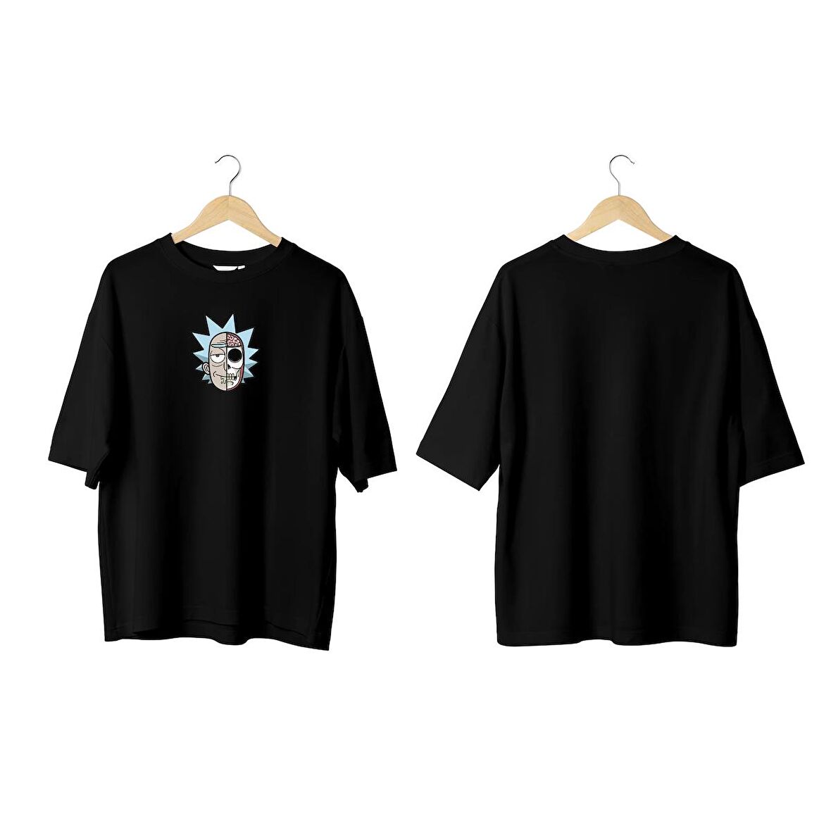 Wicold İskeletör Rick Baskılı Oversize T-Shirt Erkek Tişört Unisex Tişört Kadın Tişört