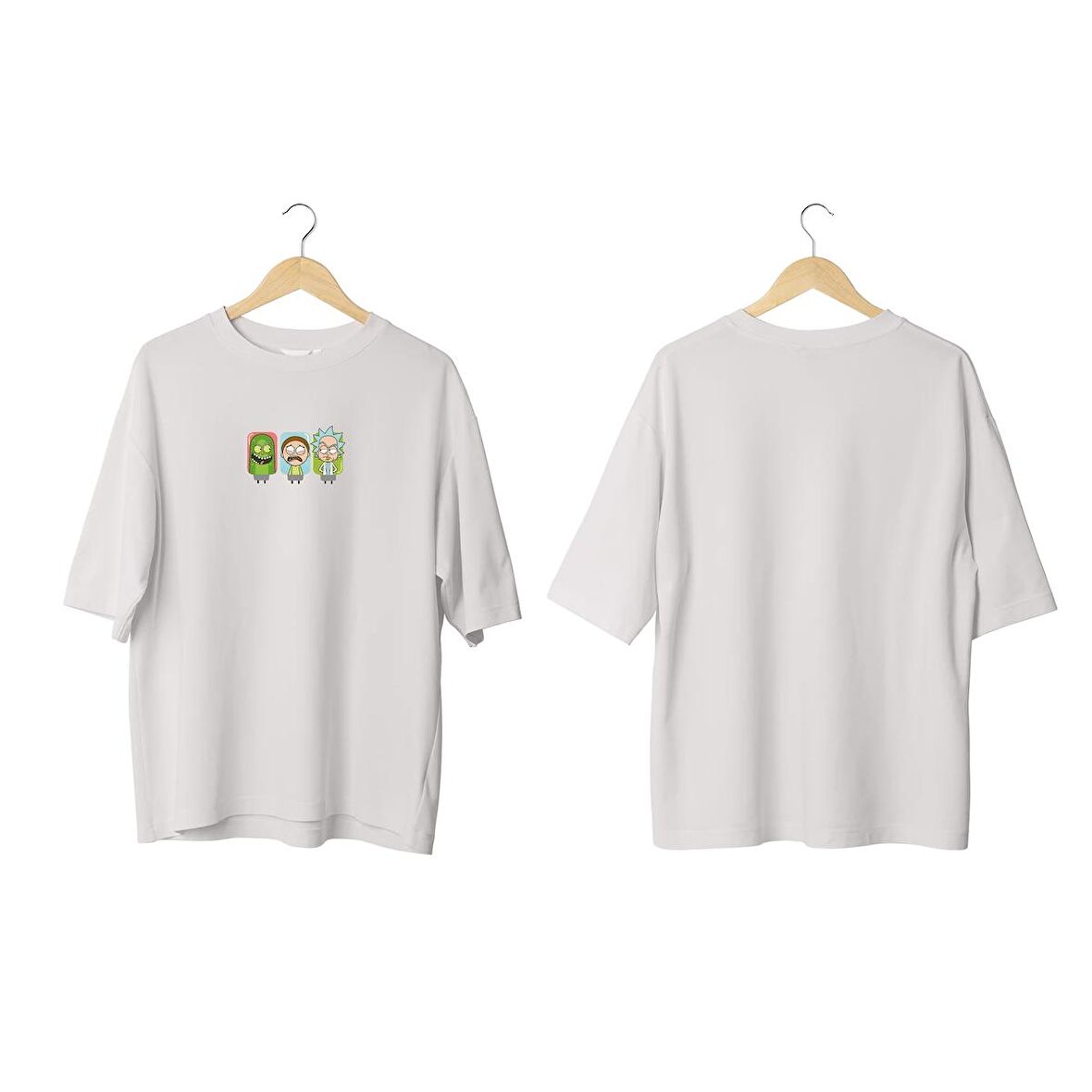Wicold Rick And Morty 2 Baskılı Oversize T-Shirt Erkek Tişört Unisex Tişört Kadın Tişört