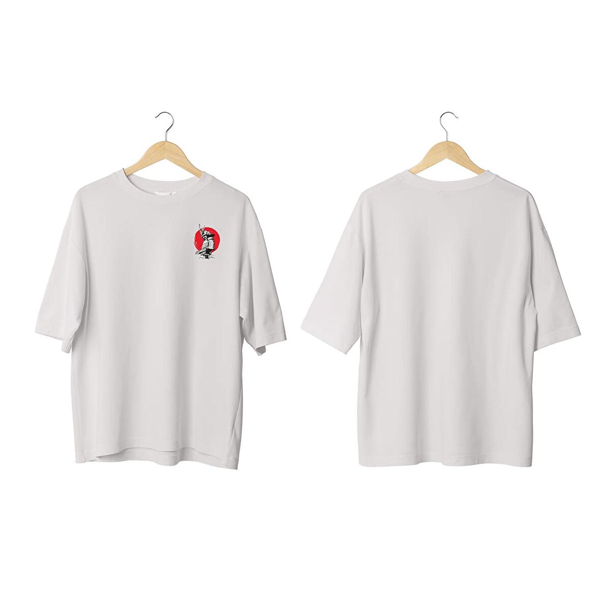 Wicold Savaşçı Samurai Baskılı Oversize T-Shirt Erkek Tişört Unisex Tişört Kadın Tişört