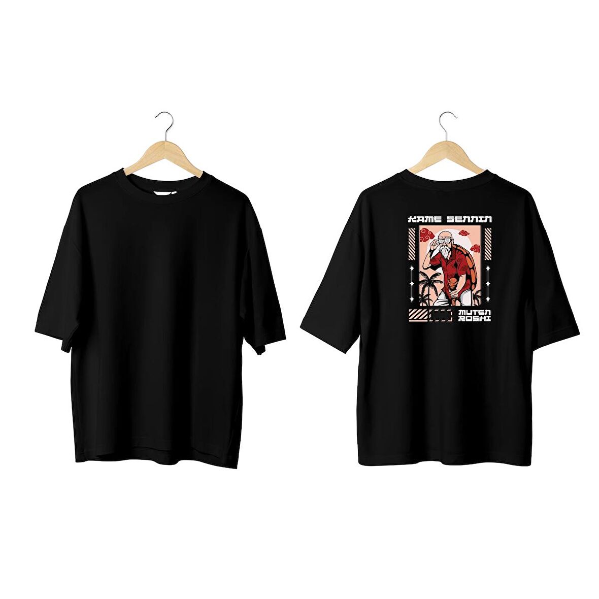 Wicold Kame Sennin Baskılı Oversize T-Shirt Erkek Tişört Unisex Tişört Kadın Tişört