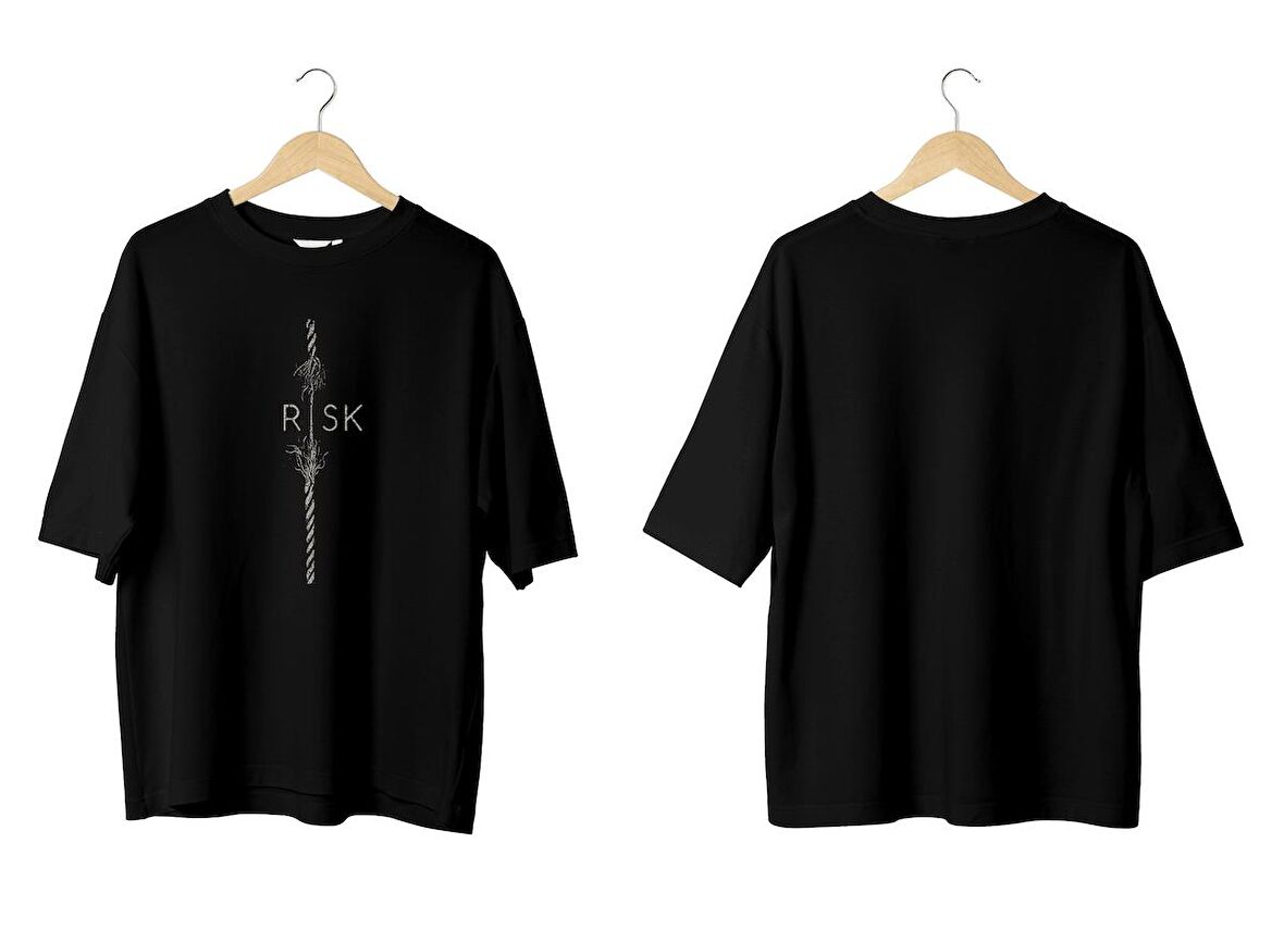 Wicold Risk Baskılı Oversize T-Shirt Erkek Tişört Unisex Tişört Kadın Tişört