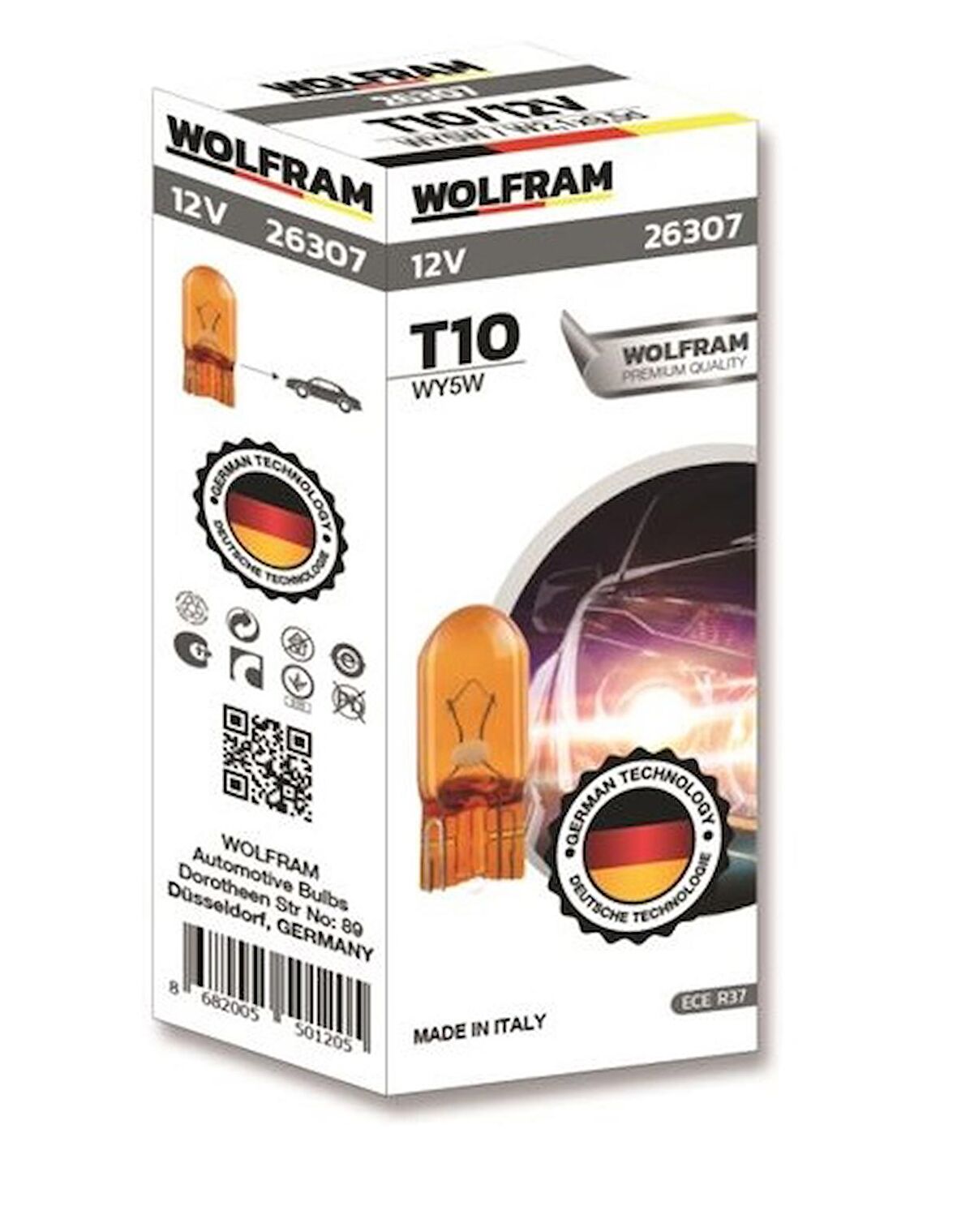 12V AMPÜL DİPSİZ SARI T10 5W