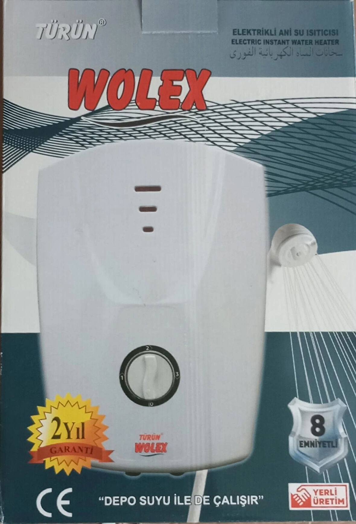 ELEKTRİKLİ BANYO ŞOFBEN ANİ SU ISITICI DEPO SUYU İLE ÇALIŞIR WOLEX (8 EMNİYETLİ)