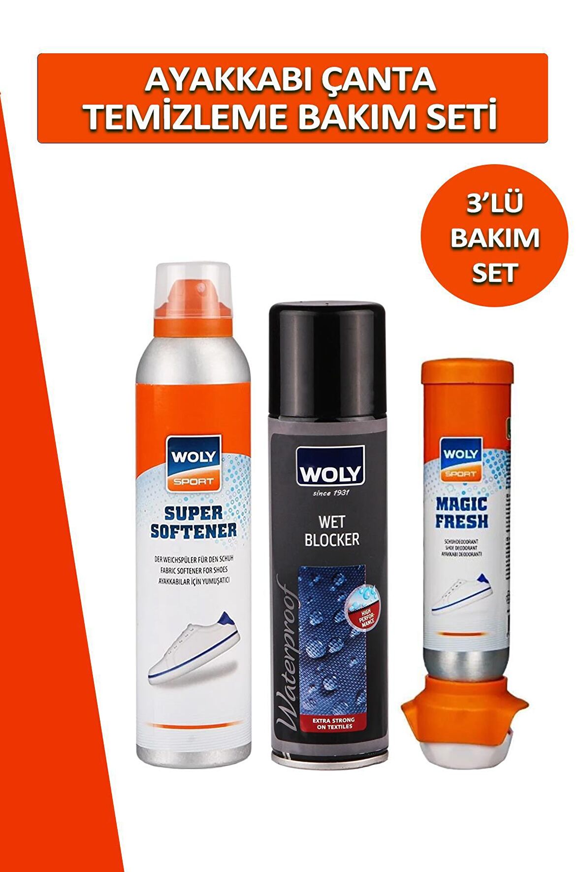 Çanta ve Ayakkabı Temizleme Bakım Koruma Okul Seti (Su İtici, Deodorant, Temizleme Spreyi)