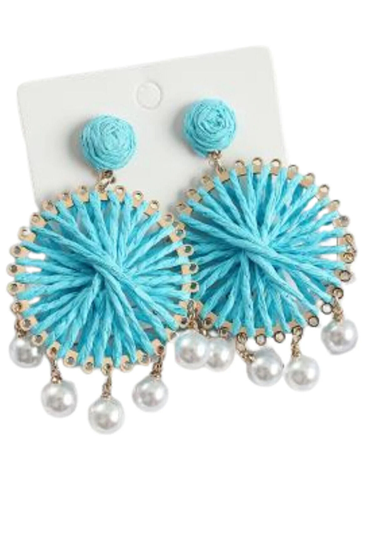 Mavi Hasırlı Küpe