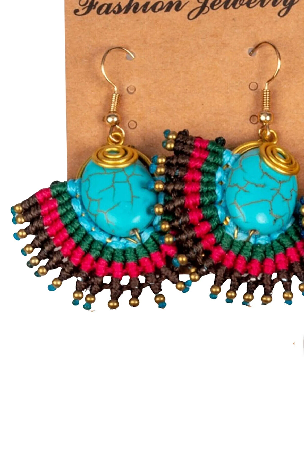 Turkuazlı Makrome B Küpe