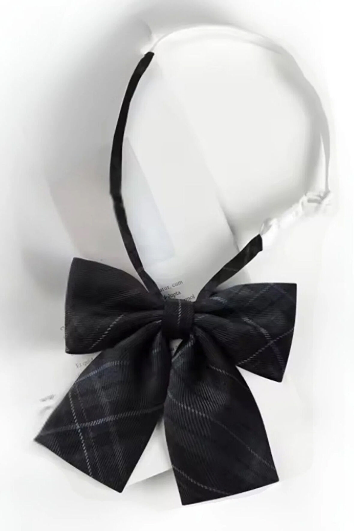 Ekose Kadın Papyon Siyah