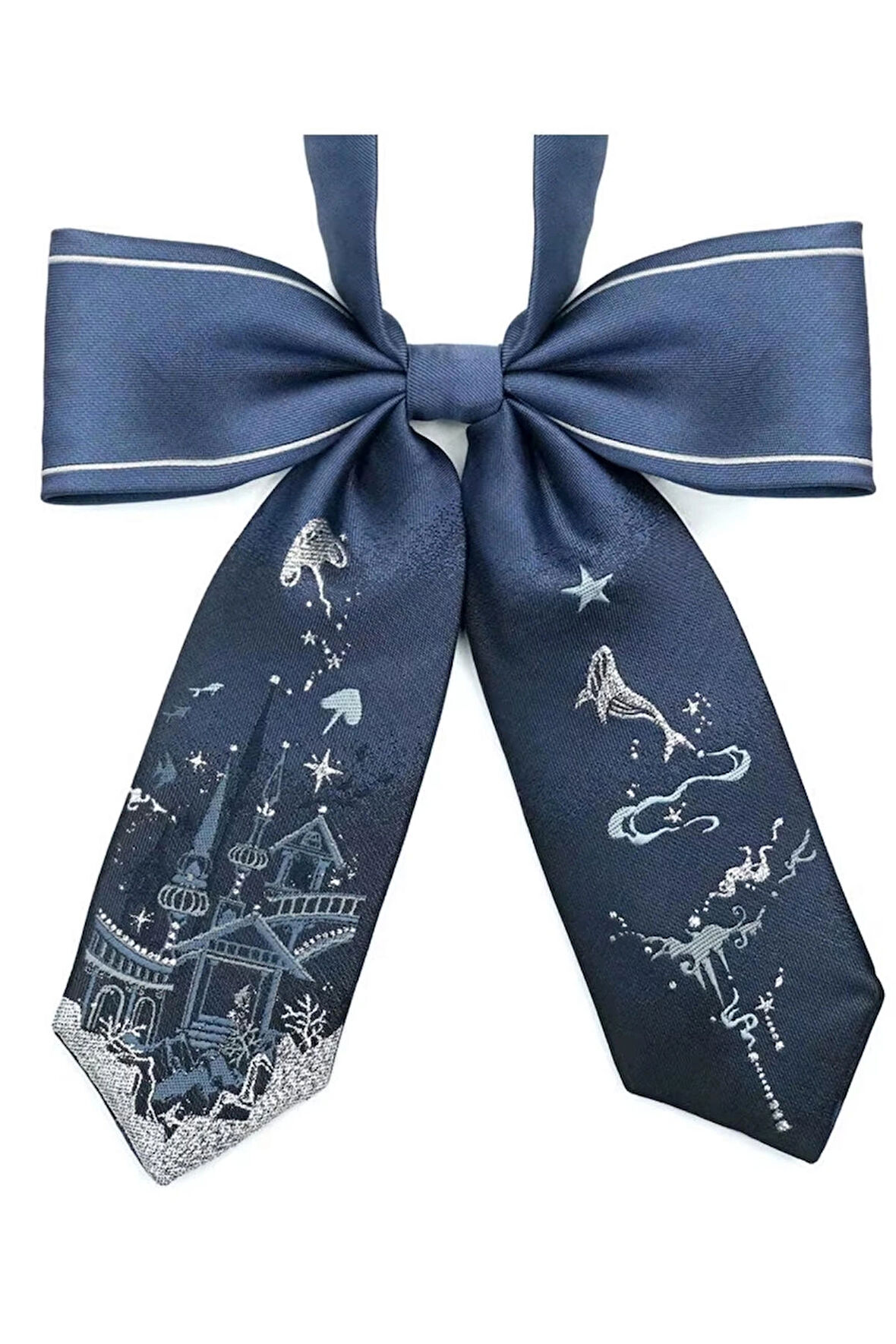 Waves And Pebbles Simli Lacivert Kadın Papyon