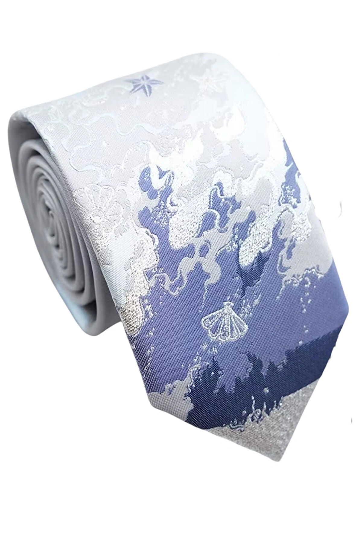 Waves And Pebbles Simli Gri Kadın Kravat