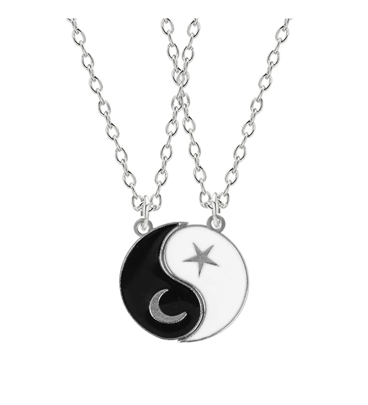Waves And Pebbles Ying Yang Ay Yıldız Kolye