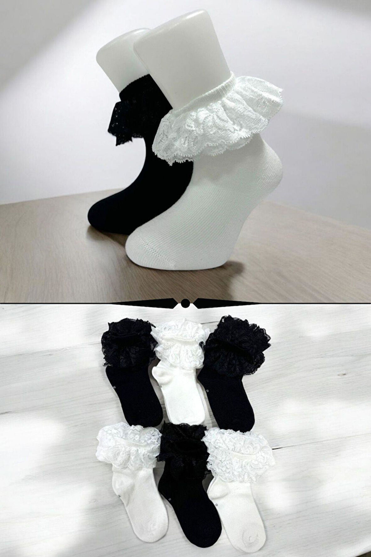 6 Çift Burun Dikişsiz Fırfırlı Kız Çocuk Çorabı