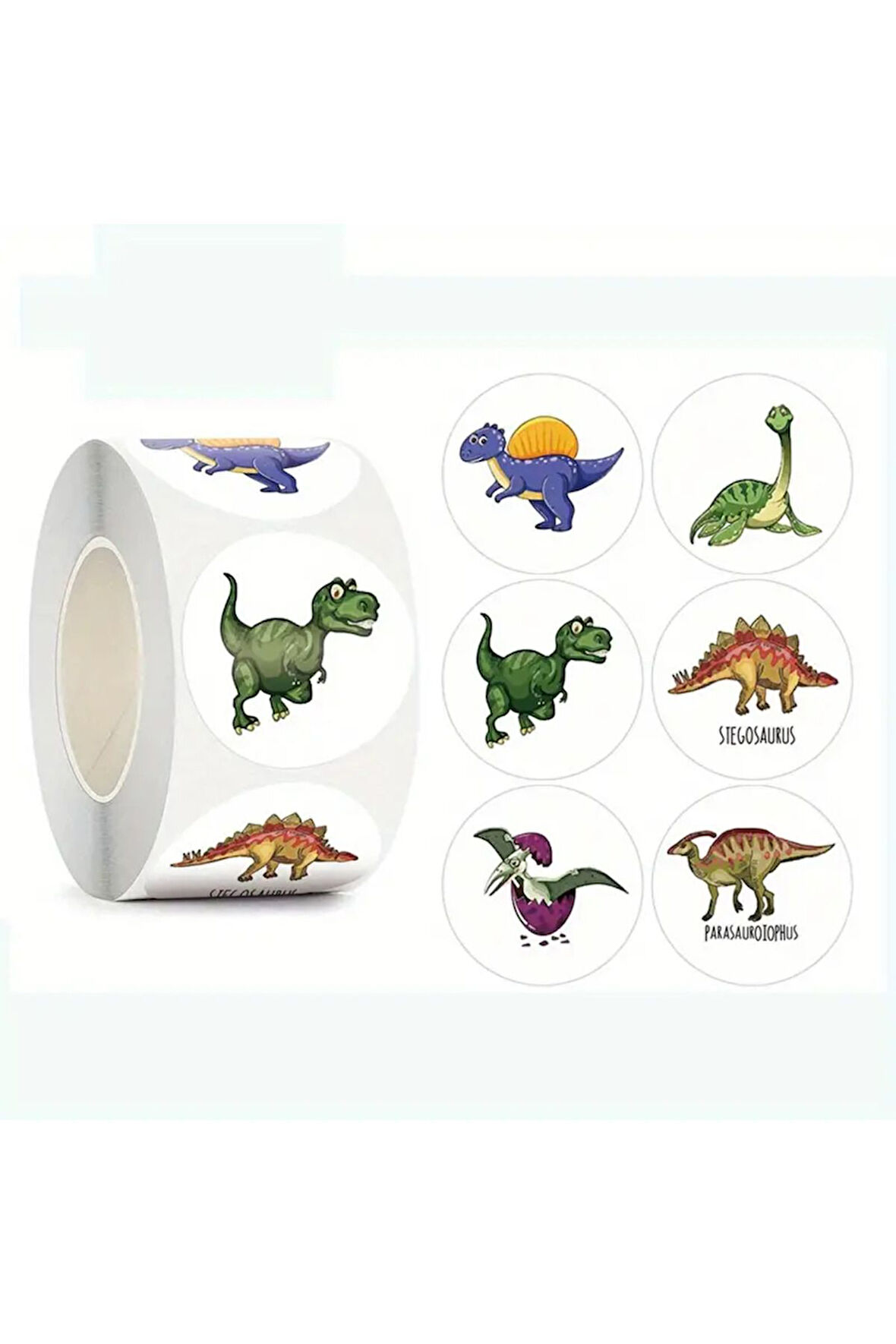 Bant şeklinde rulo sticker etiket çocuklar için ödül etiket dinazor ödül defter kitap etiket 500adet