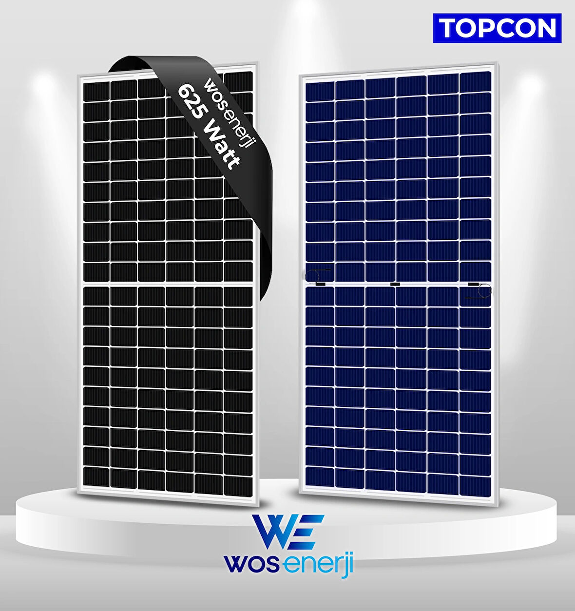 Wos Enerji 625 W Watt Güneş Paneli Half-Cut Topcon Çift Cam Solar Panel (ÇİFT YÖNLÜ)