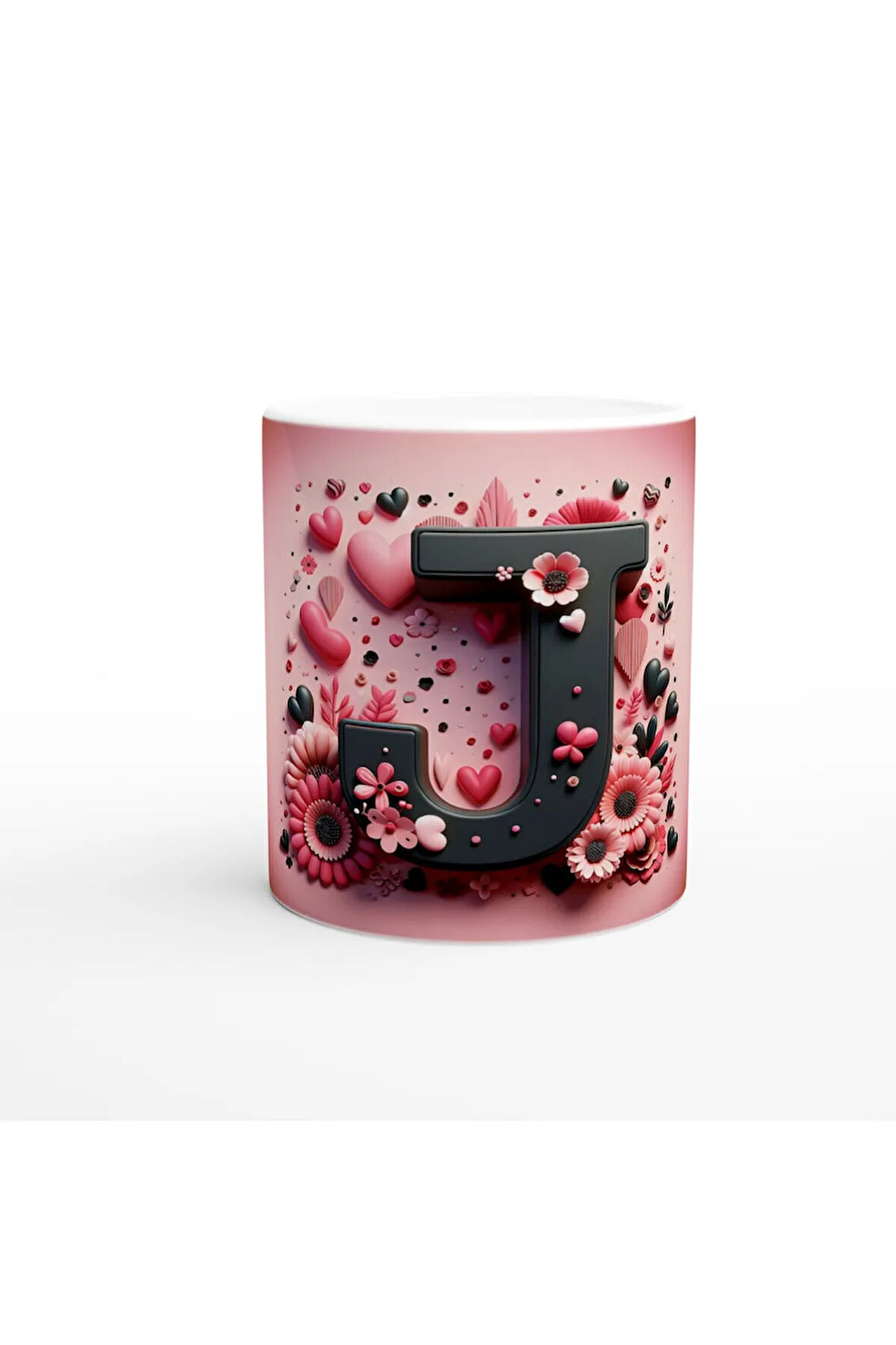 J Harfi Kontrast Detaylı Harfli Kupa Bardak