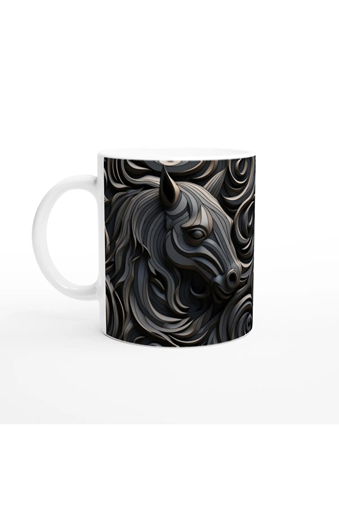 Soyut Desenli Modern At Figürlü Kupa Bardak