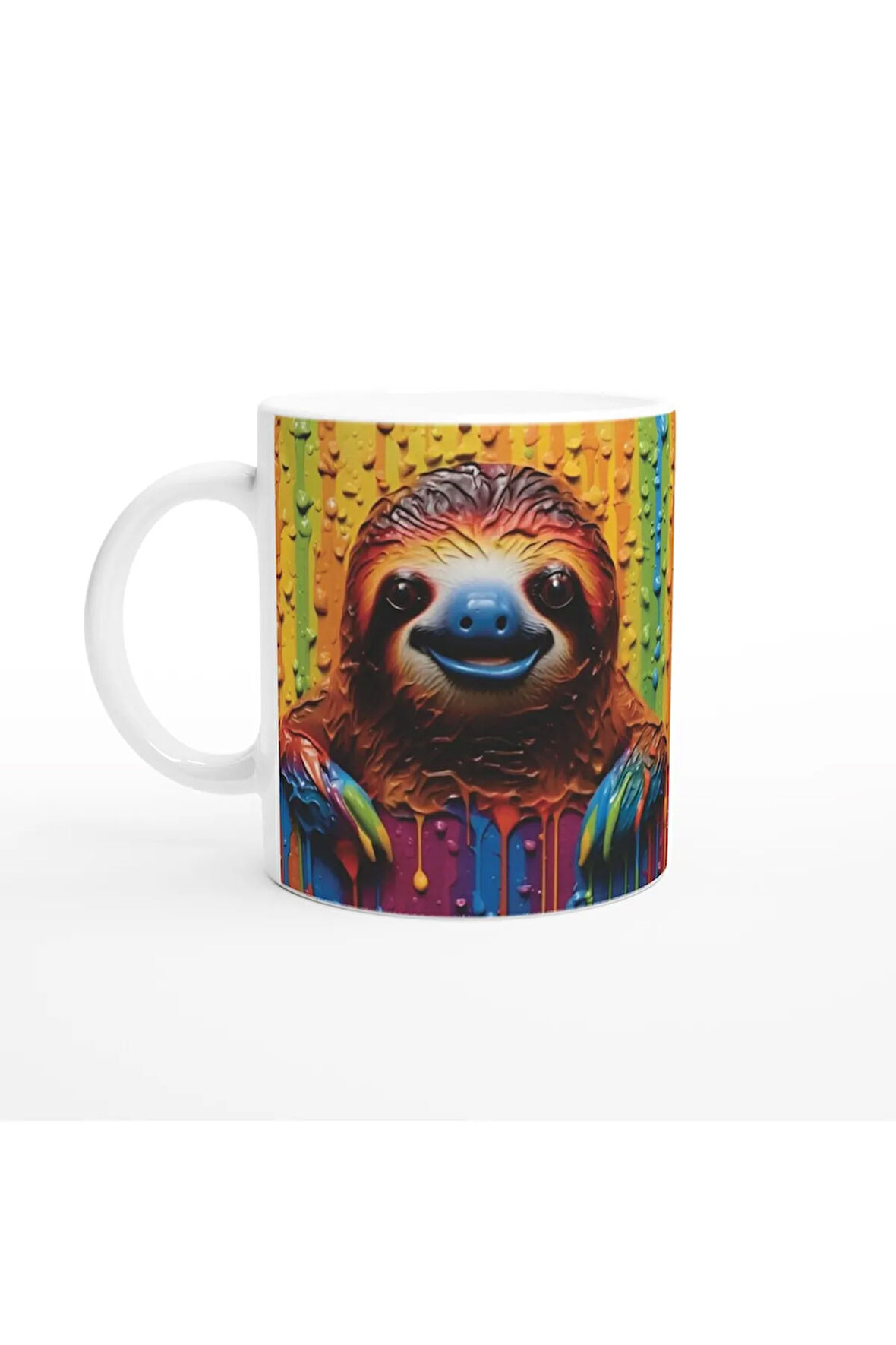 Renk Yağmurunda Gülümseyen Tembel Kupa Bardak