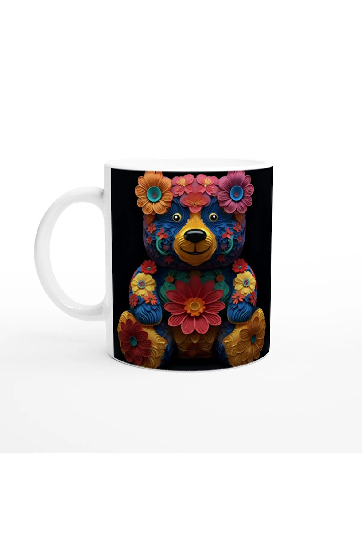 Çiçekli Ayıcık Baskılı Kupa Bardak