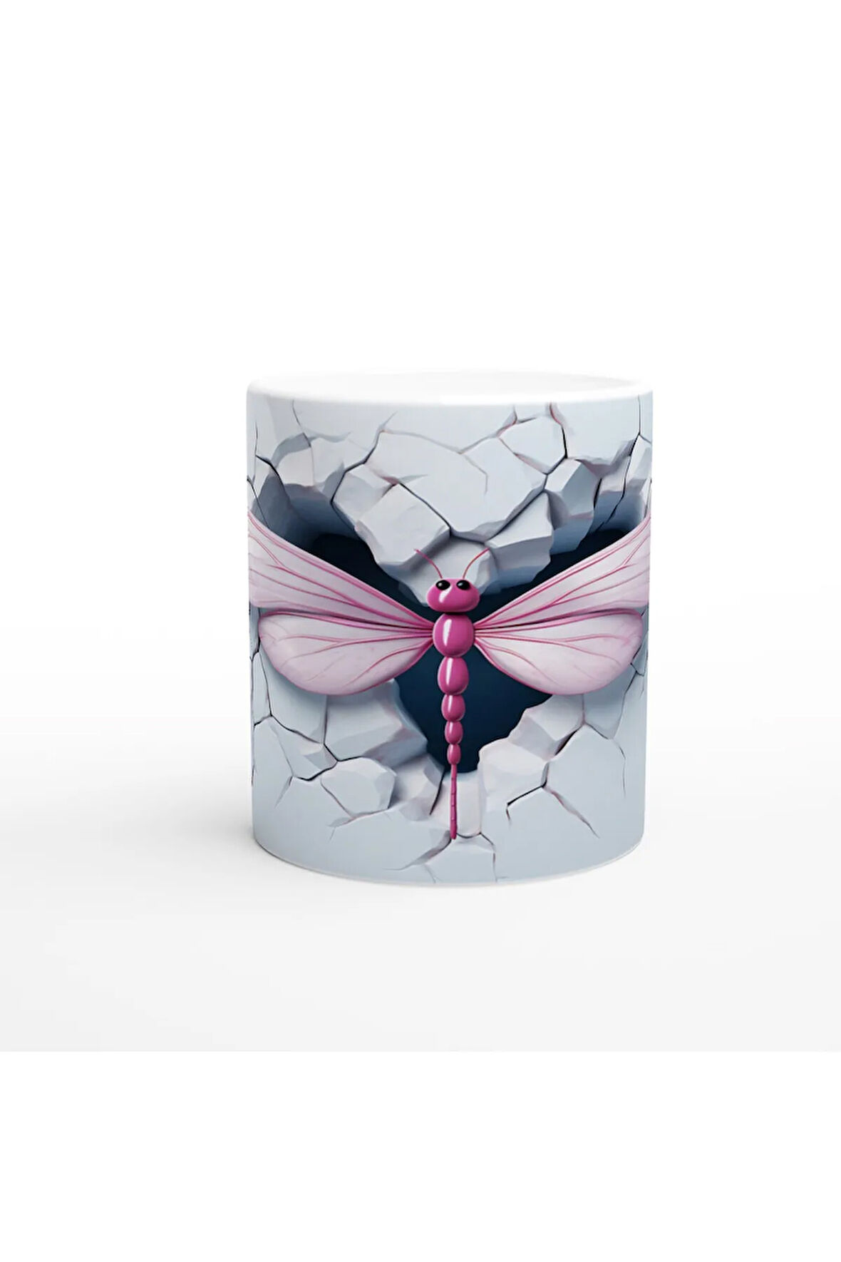 Pembe Ejderha Sineği Kırık Duvar Temalı Baskılı Kupa Bardak