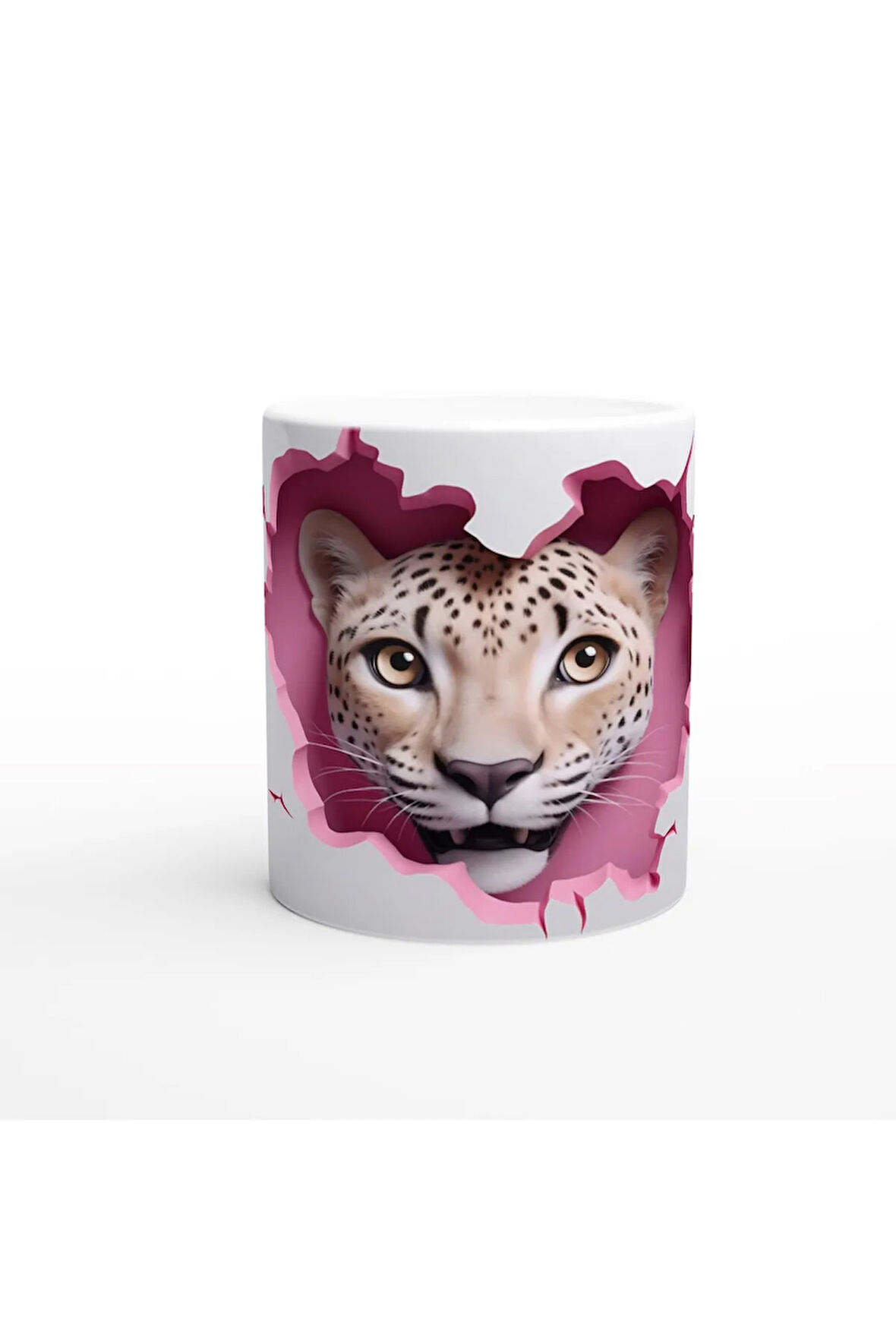 Kalpli Duvarı Yırtarak Bakan Leopar Temalı Baskılı Kupa Bardak