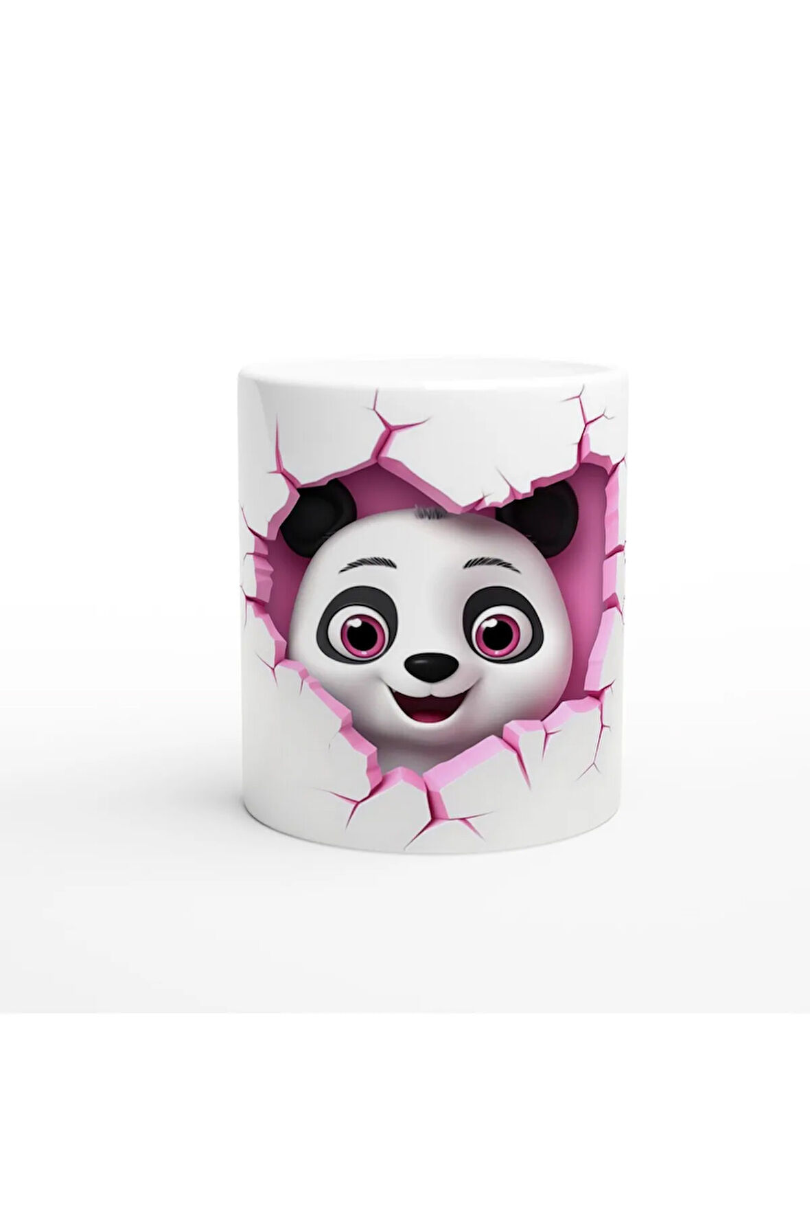 Duvarı Delip Bakan Sevimli Panda Temalı Baskılı Kupa Bardak
