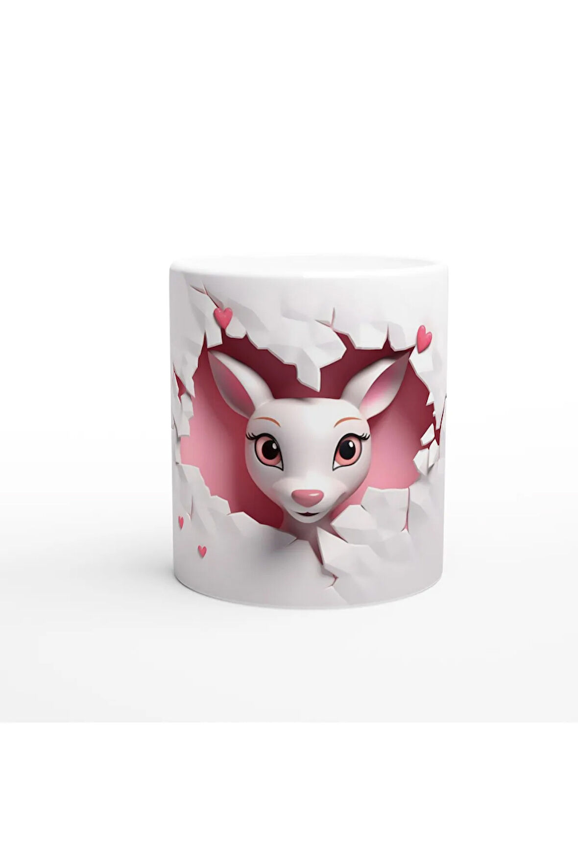 Duvarı Yarmış Sevimli Kanguru Temalı Baskılı Kupa Bardak