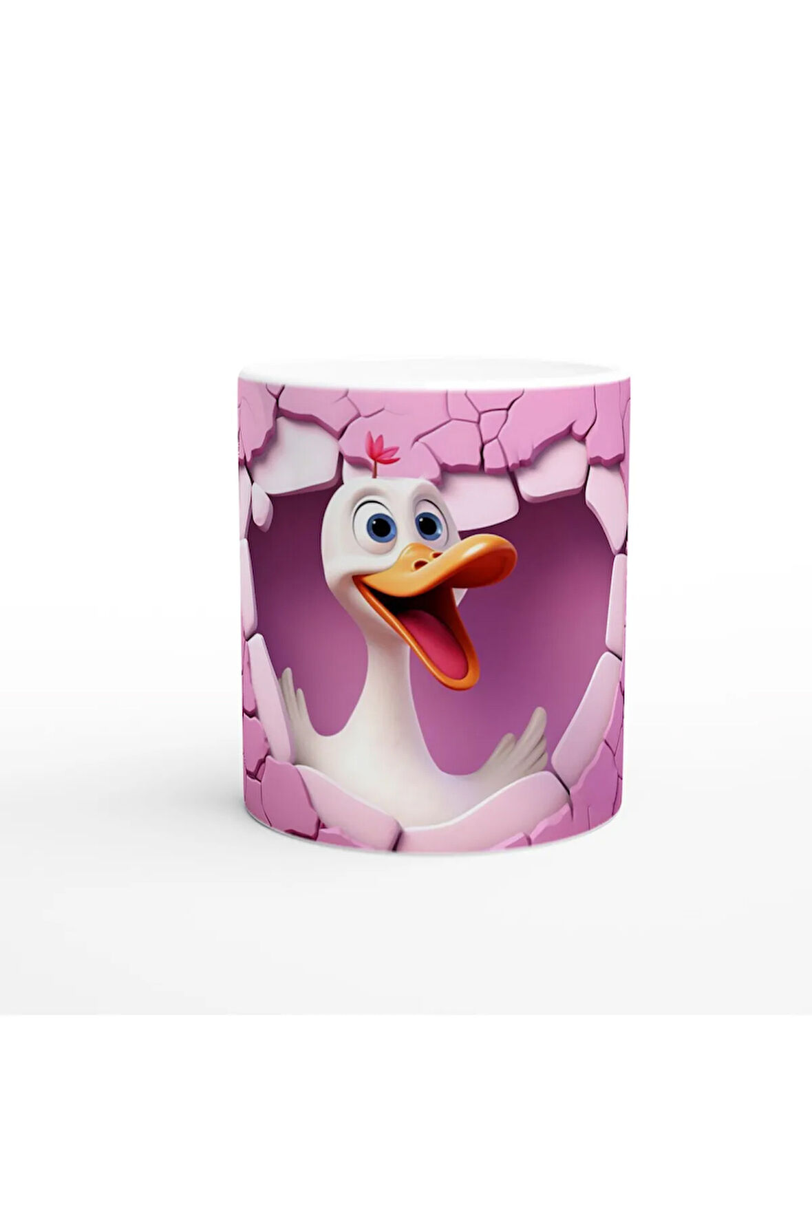 Neşeyle Bakan Ördek Temalı Baskılı Kupa Bardak