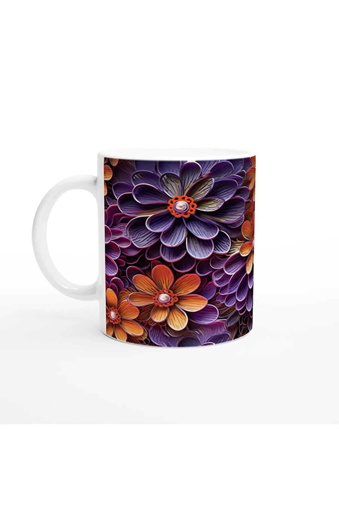 Gece Işıltısı Çiçekli Kupa Bardak